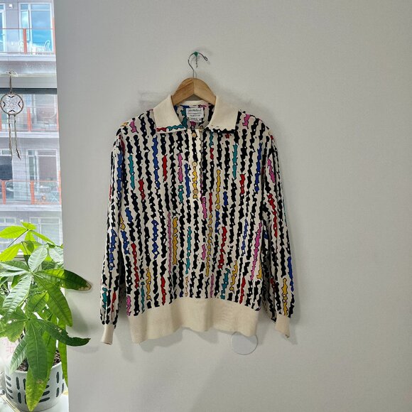 Starington for Saks Fifth Avenue VINTAGE Silk Abstract Print Blouse Size 6 - Picture 1 of 4